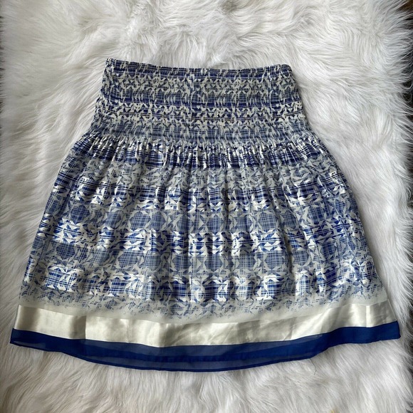 Max Edition Sz M Skirt Ribbon Trim Stretch Knee Length Elastic Waist Womens Blue - Picture 5 of 7